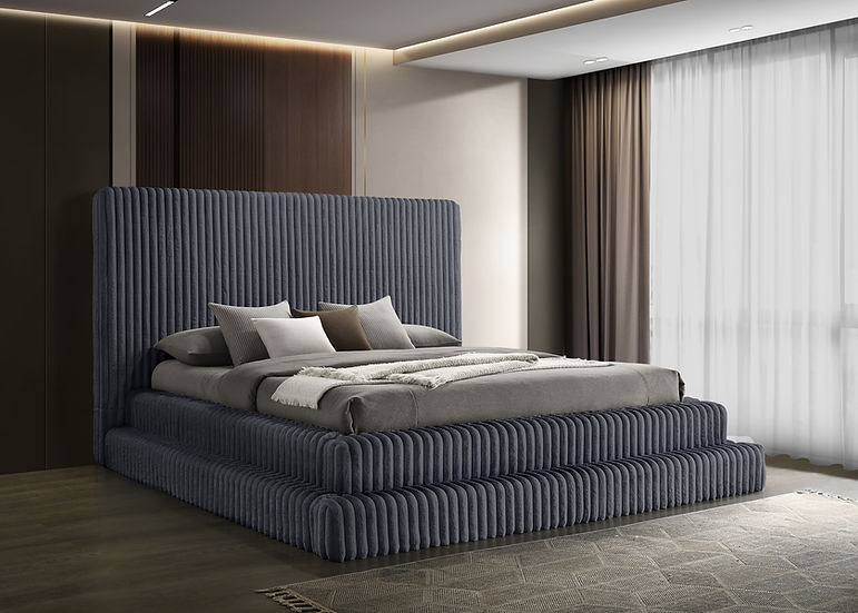 Micah Gray Upholstered Platform King Bed