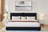Zima Black LED Upholstered Platform Queen Bed