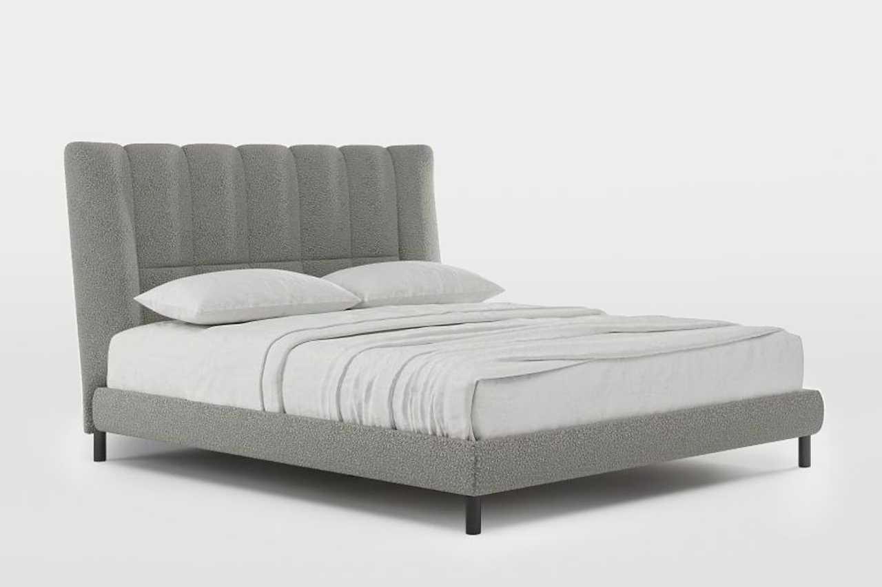 Cato Gray Upholstered Platform Queen Bed