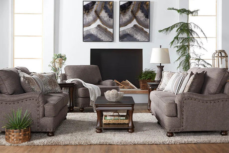 Phineas Driftwood Modern Contemporary Wood, Engineered Wood Fabric Sofa & Loveseat - Ella Furniture