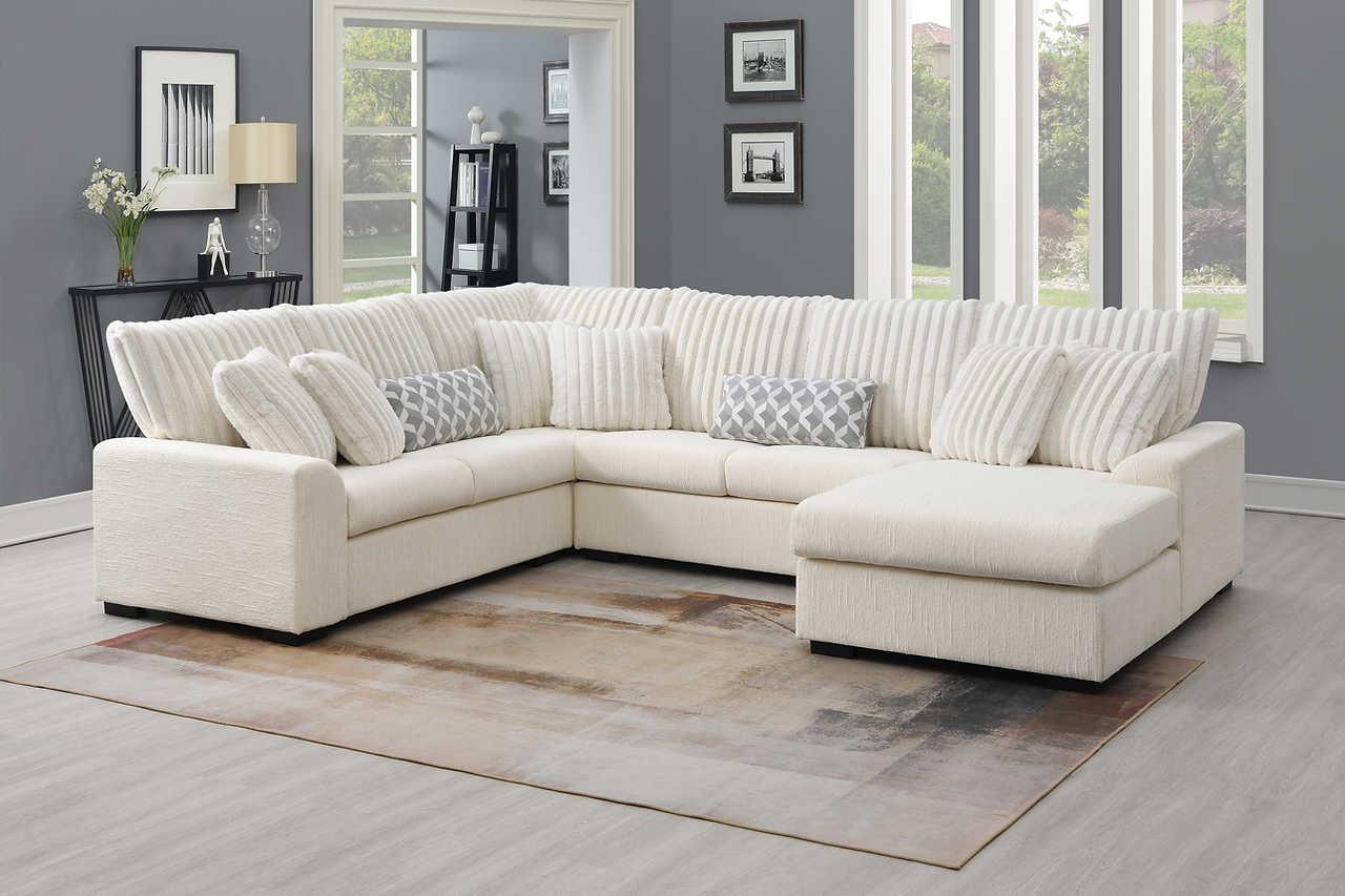 Brady Beige Fabric Ottoman