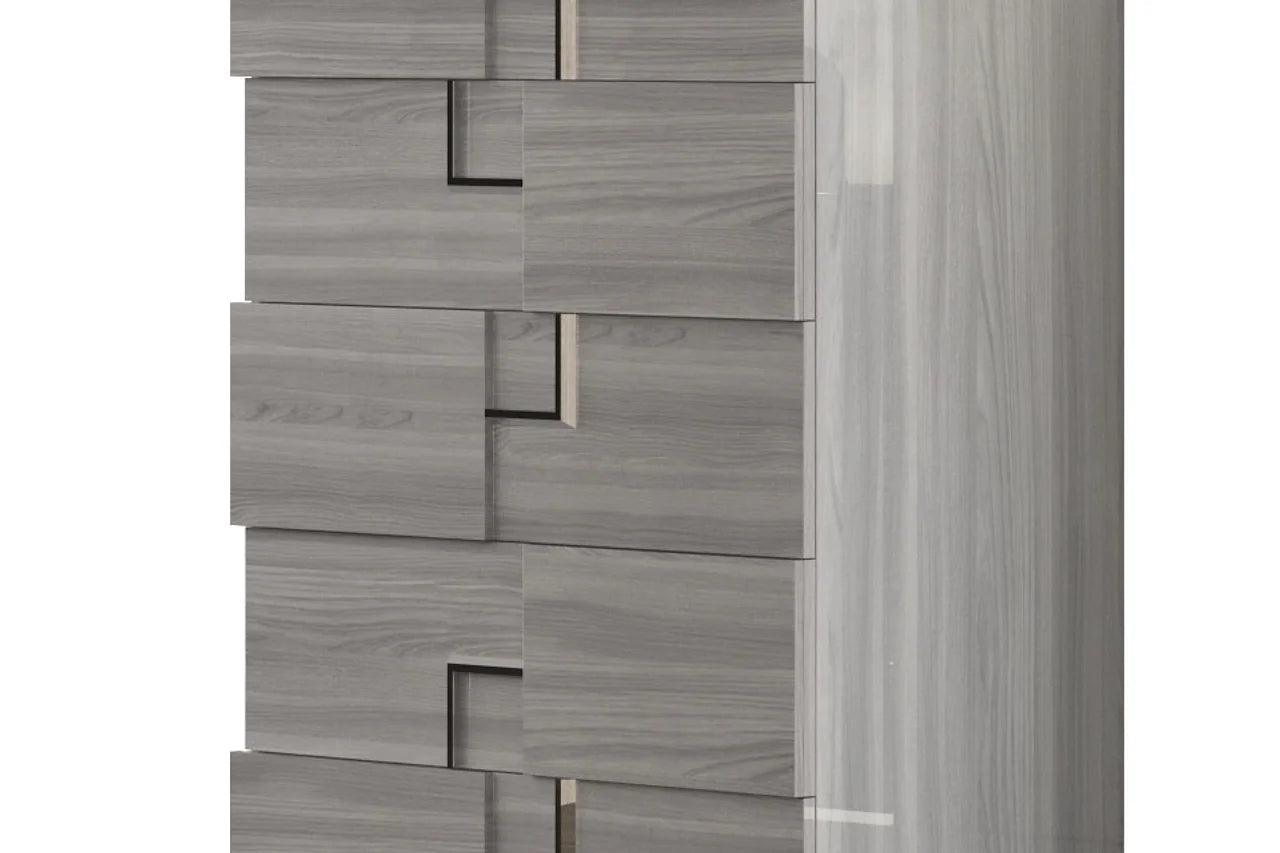 Infinity Gray Modern Contemporary Acacia Veneer Engineered Wood 2-Drawers Nightstand - Ella Furniture