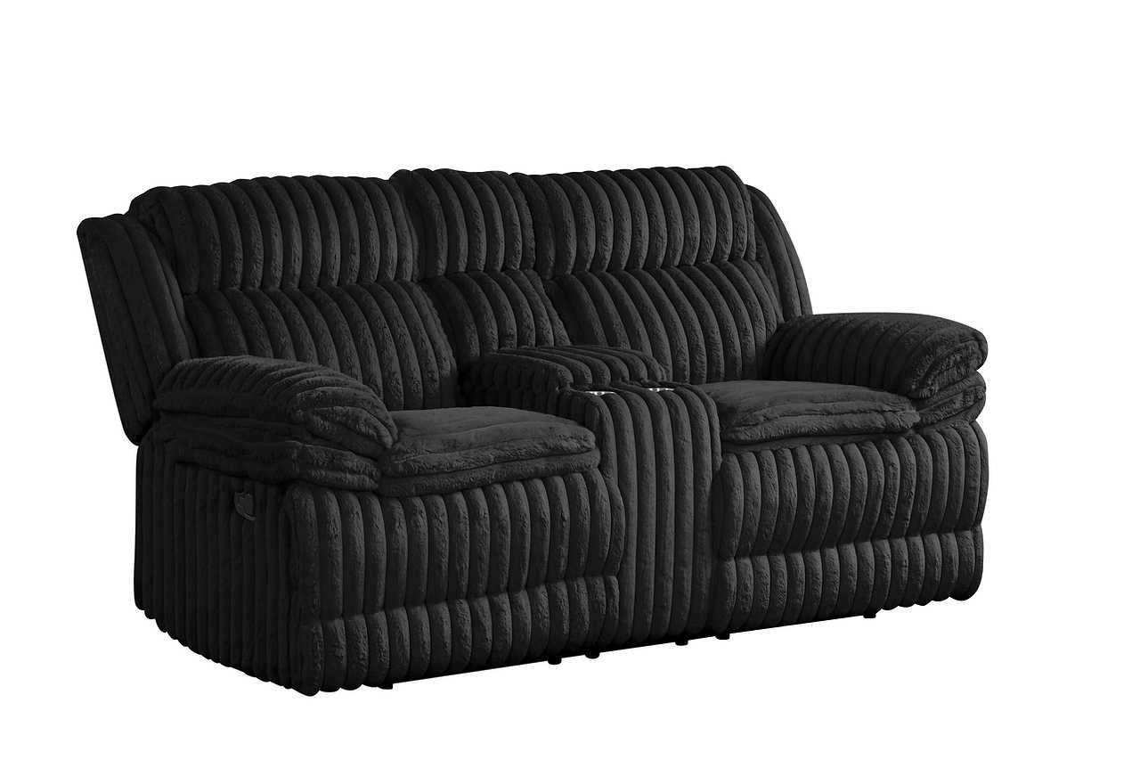 Mellow Black Thick Stripe Fabric 3-Piece Reclining Set