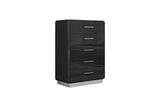 Dion Dark Gray Modern Contemporary High Gloss Pine Wood 5-Drawers Chest - Ella Furniture