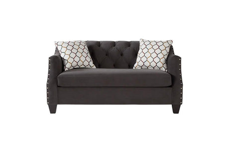 Bing Ash Grey Modern Contemporary Wood, Engineered Wood Fabric Upholstered Tufted Loveseat - Ella Furniture