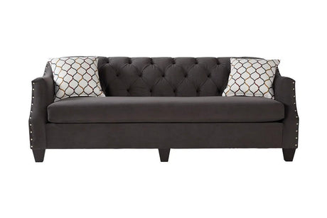 Bing Ash Grey Modern Contemporary Wood, Engineered Wood Fabric Upholstered Tufted Loveseat - Ella Furniture