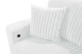 Raha Beige Soft Fabric Storage Sectional with Pull Out Bed