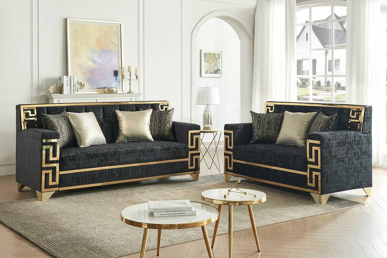 Hira Black Living Room Set