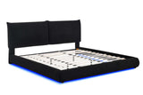 Zima Black LED Upholstered Platform King Bed