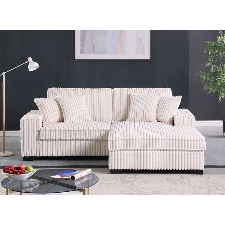Comfy II Cream Corduroy Fabric Sectional