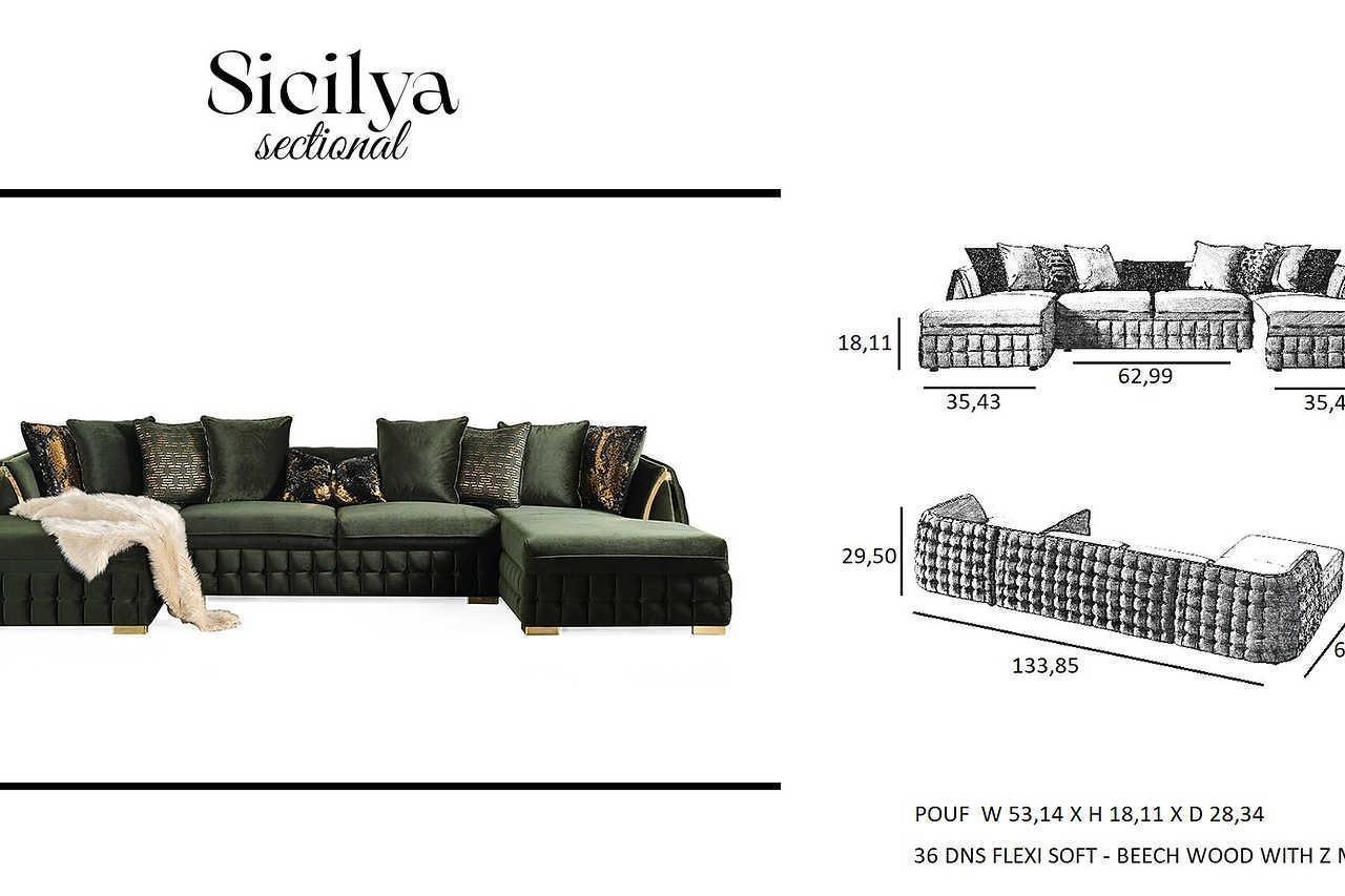 Sicilya Rust Orange Sectional