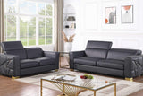 Astra Dark Navy Leather Living Room Set