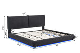 Zima Grey LED Upholstered Platform King Bed
