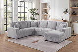Raha Gray Soft Fabric Storage Sectional with Pull Out Bed