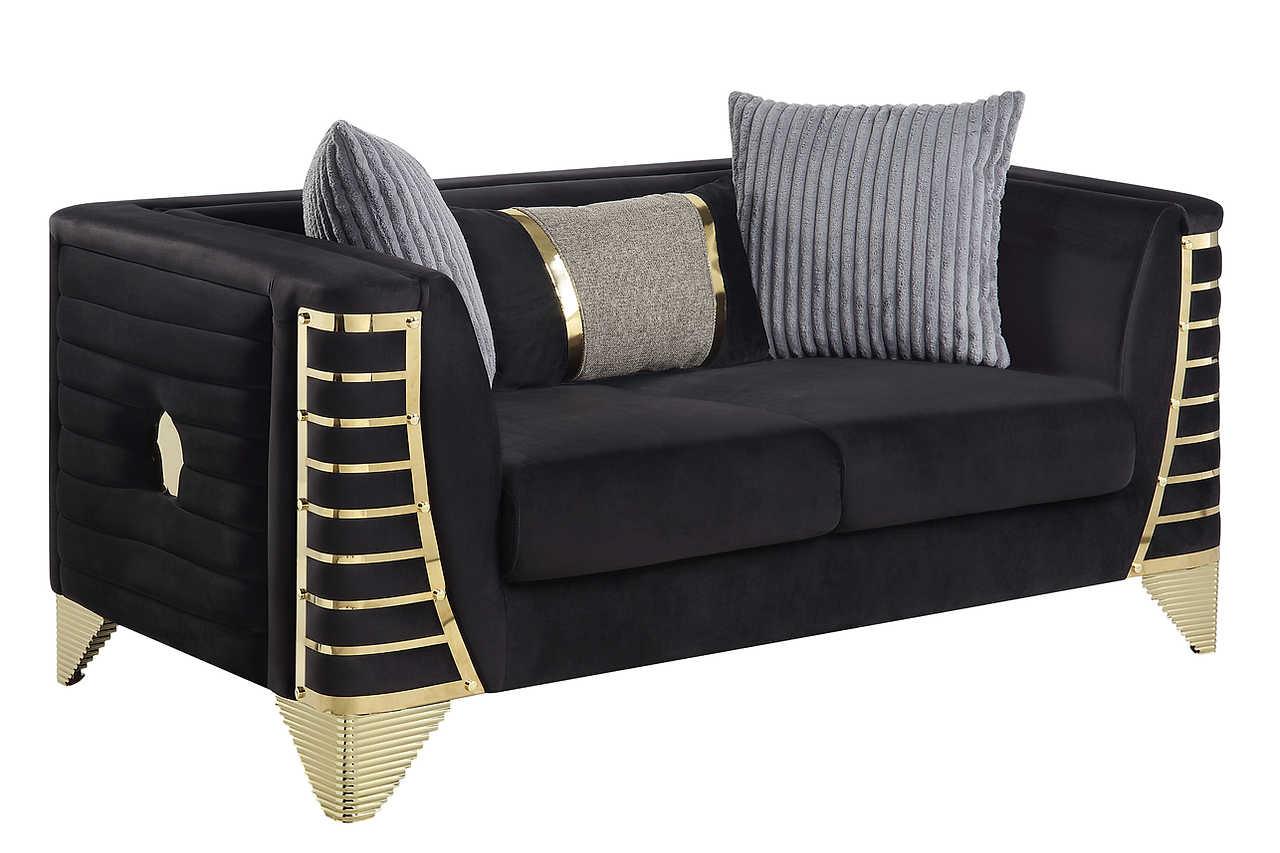 Donovan Black Velvet Living Room Set