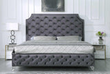 Leilah Gray Upholstered Tufted Platform King Bed