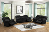 Mellow Black Thick Stripe Fabric 3-Piece Reclining Set