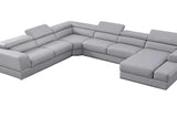 Pella Light Gray Leather RAF Sectional