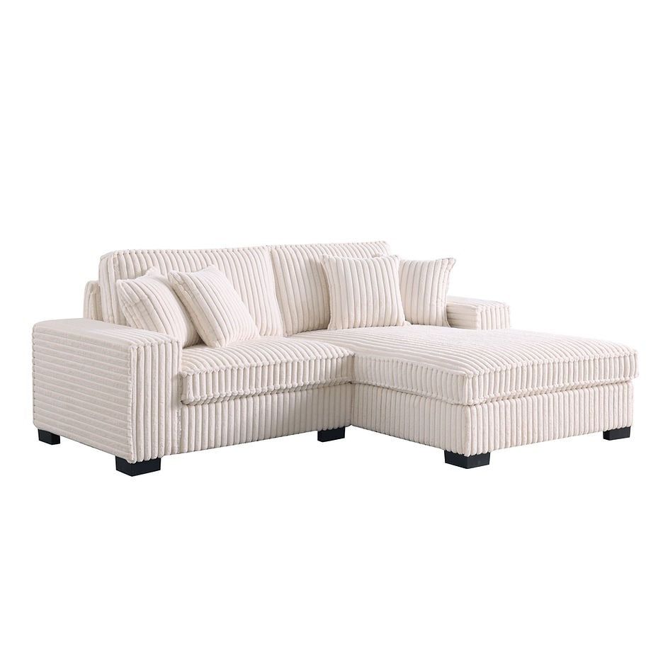 Comfy II Cream Corduroy Fabric Sectional