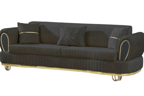 Kelebek Grey/Gold Modern Contemporary Wood And Metal Velvet Upholstered Chair - Ella Furniture