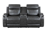 Ethan Dark Grey Air Leather 3-Piece Reclining Set