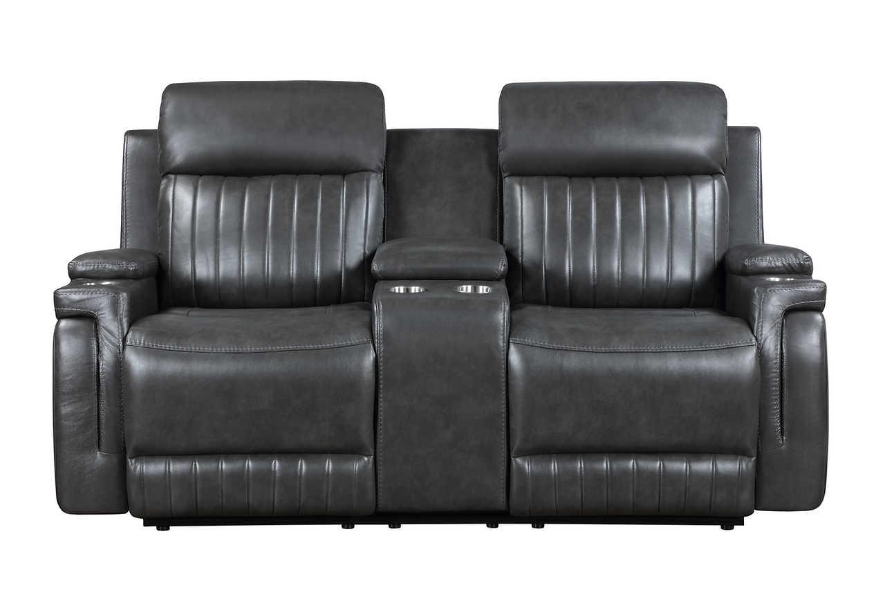 Ethan Dark Grey Air Leather 3-Piece Reclining Set
