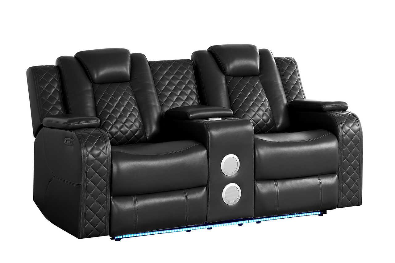 Eclipse Black Air Leather 3-Piece Power Reclining Set