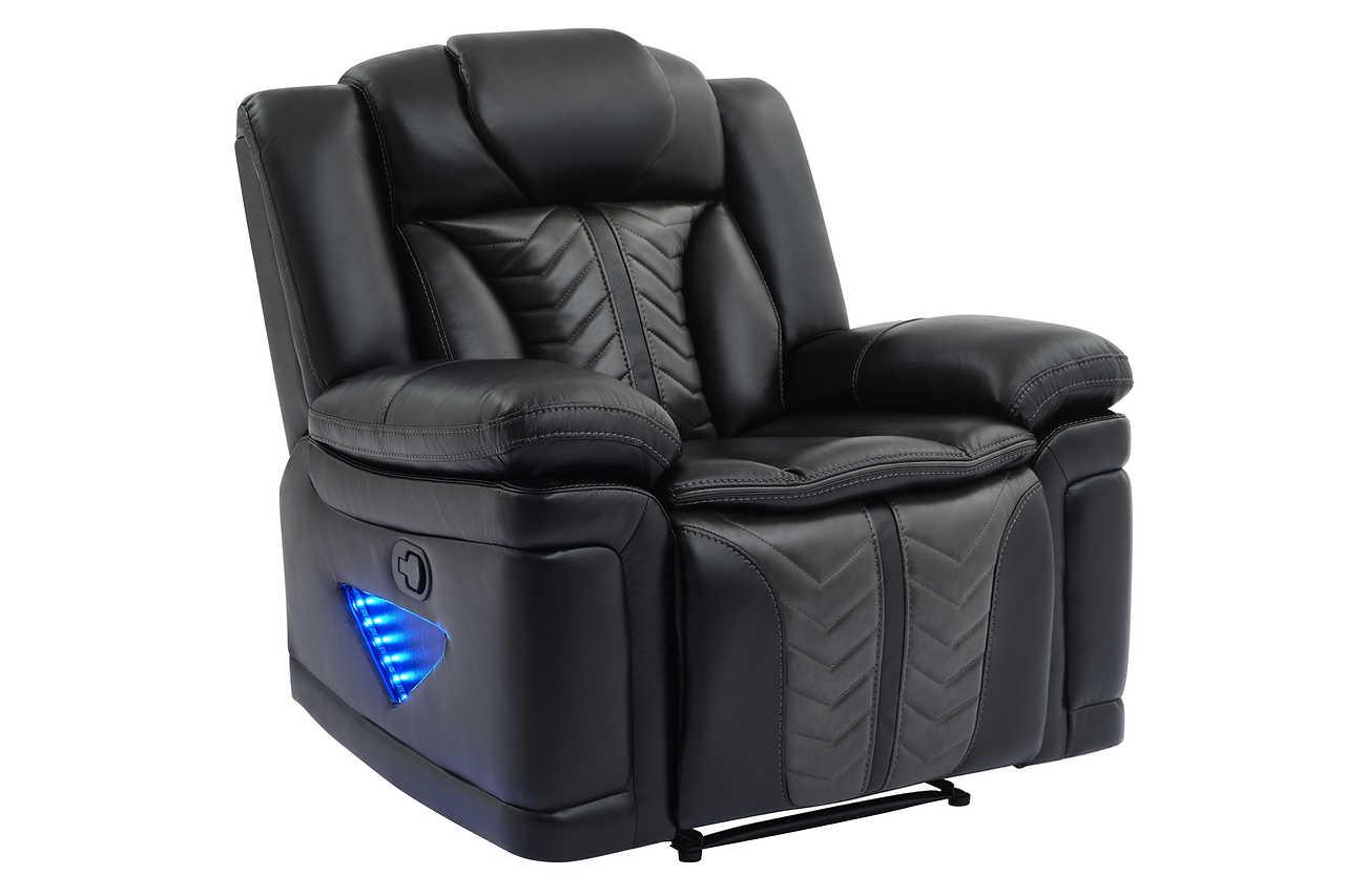 Innova Black Air Leather 3-Piece Reclining Set