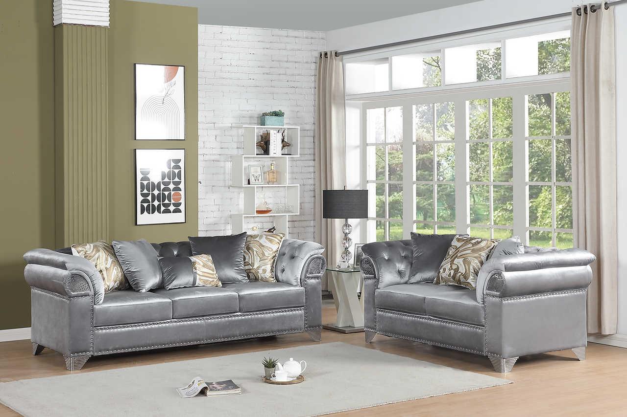 Emma Gray Velvet Living Room Set