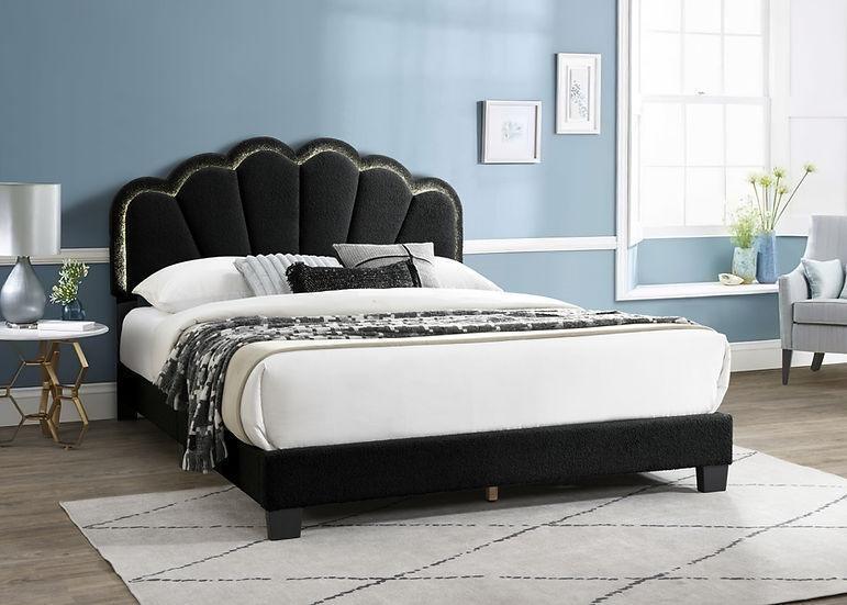 Gul Black Upholstered Platform King Bed