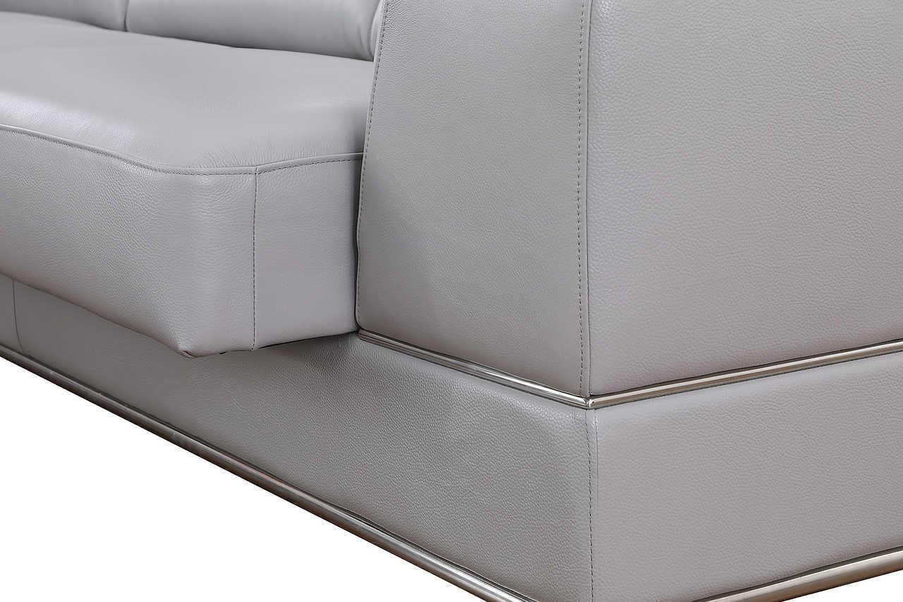 Pella Light Grey Leather Sectional