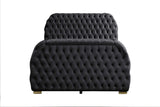 Royal Black Upholstered Tufted Platform Queen Bed