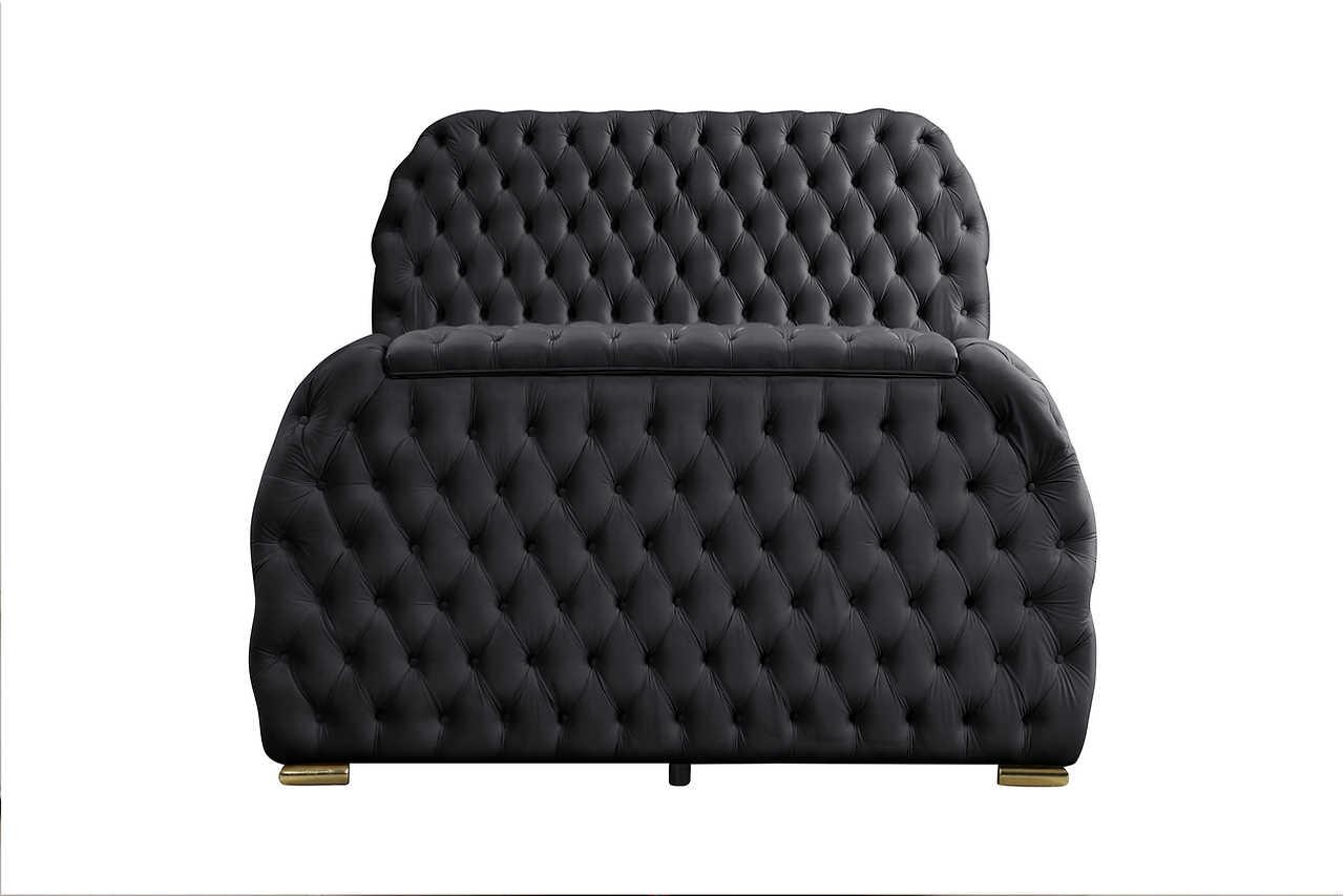 Royal Black Upholstered Tufted Platform King Bed