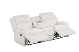 Melow White Fabric 3-Piece Reclining Set