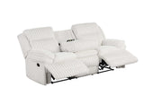 Mellow White Thick Stripe Fabric 3-Piece Reclining Set