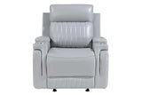 Ethan Light Grey Air Leather 3-Piece Reclining Set
