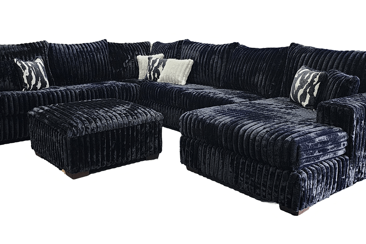 Texan Black Corduroy Ottoman