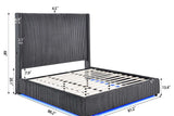 Belinda Grey LED Upholstered Platform King Bed