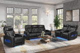 Skyline Black Leather 2-Piece Power Reclining Set