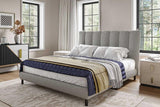 Cato Gray Upholstered Platform Queen Bed