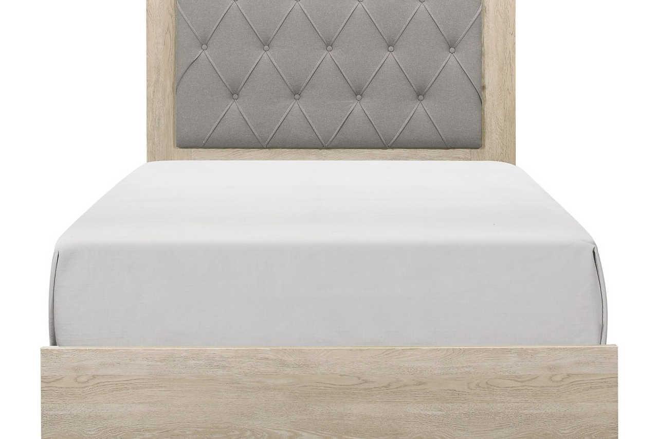 Giza Light Gray Upholstered Tufted Panel Bedroom Set