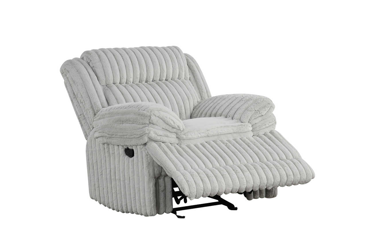 Mellow Grey Thick Stripe Fabric 3-Piece Reclining Set