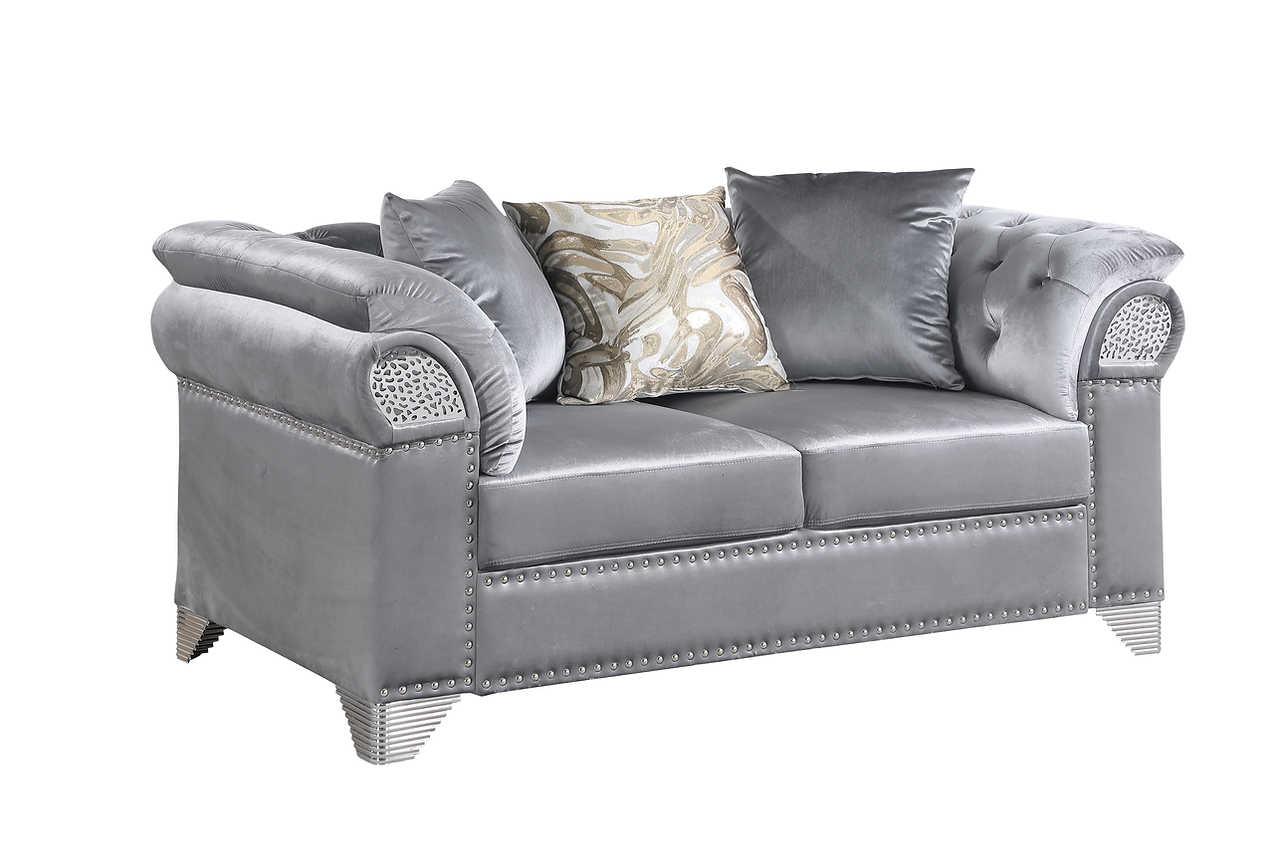 Emma Gray Velvet Living Room Set