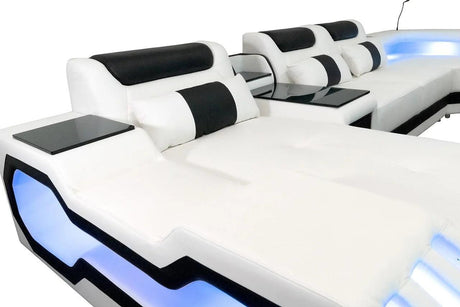 Matrix White/Black Modern Contemporary Wood, Engineered Wood Faux Leather Sectional - Ella Furniture