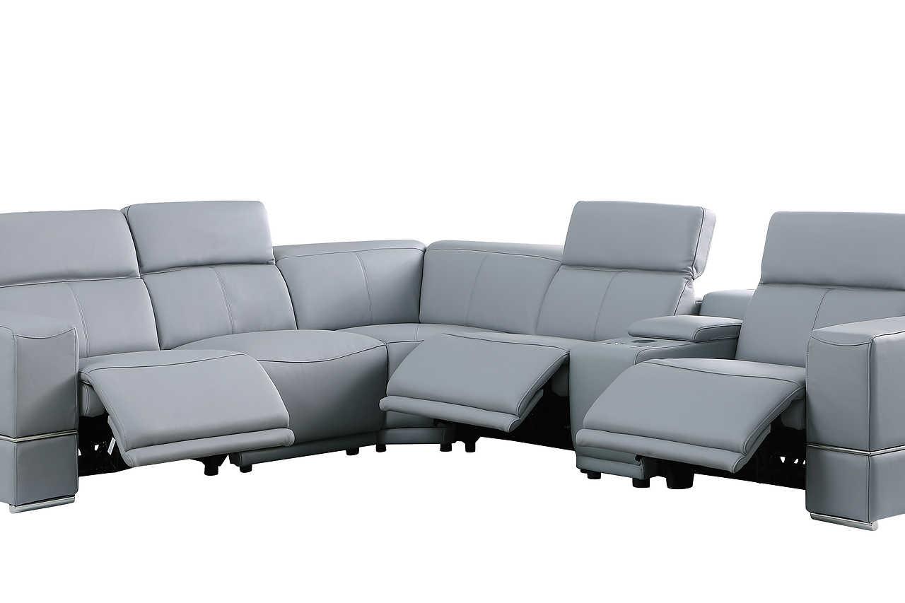 Franco Light Blue 6-Piece 2 Power Reclining Sectional