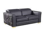 Astra Dark Navy Leather Living Room Set