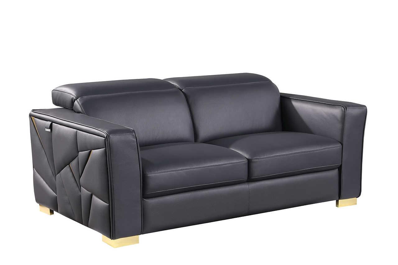 Astra Dark Navy Leather Living Room Set