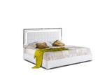 Alice White Traditional Contemporary Marble Top Solid Wood Faux Leather LED Bedroom Set - Ella Furniture