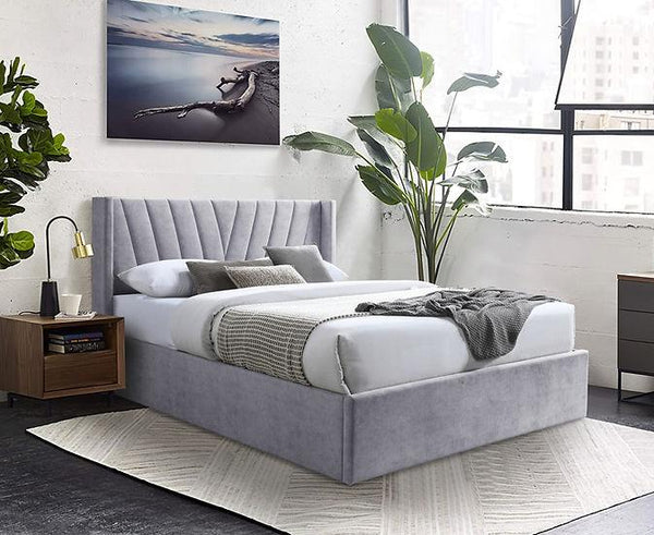 Ellie Grey Upholstered Storage Queen Bed