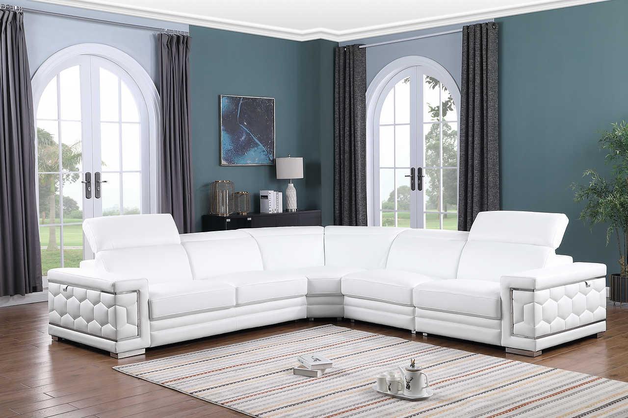 Favo White Leather Sectional